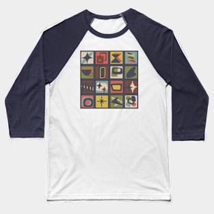 Mid Century Modern Patches in Muted Jewel Tones Baseball T-Shirt